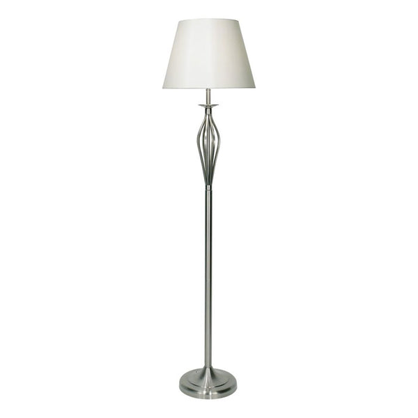 Dar Bybliss Floor Lamp Satin Chrome with Cream Shade – BYB4946