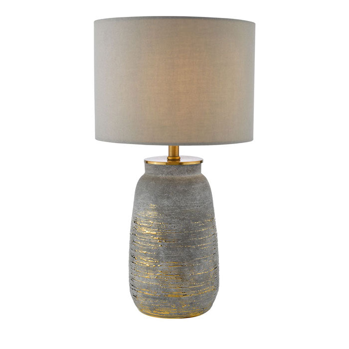 Dar Creon Ceramic Table Lamp Grey and Antique Brass With Shade CRE4239-PYR1439