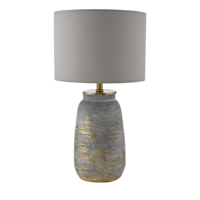 Dar Creon Ceramic Table Lamp Grey and Antique Brass With Shade CRE4239-PYR1439