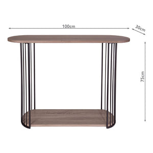 Dar Drum Console Table Oak Effect Veneer and Matt Black 001DRU002