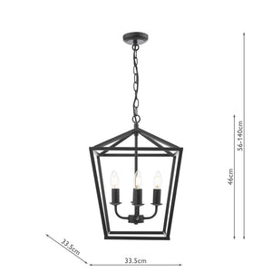 Dar Fionn 4 Light Lantern Matt Black FIO0422