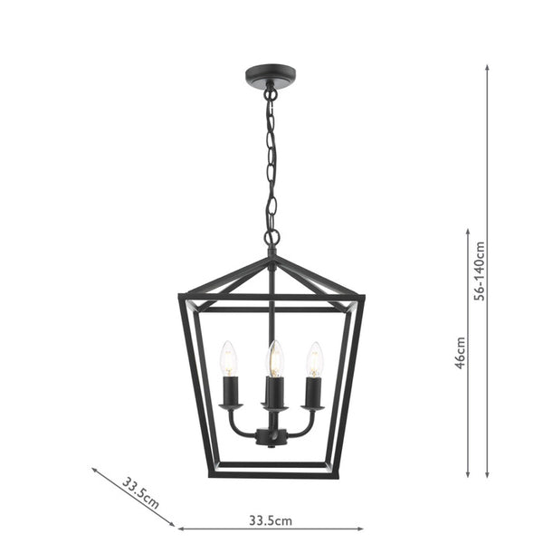 Dar Fionn 4 Light Lantern Matt Black FIO0422