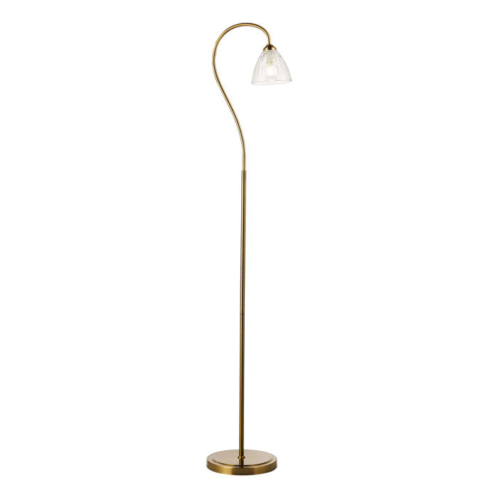Dar Glynis Floor Lamp Antique Bronze & Ribbed Glass – GLY4963