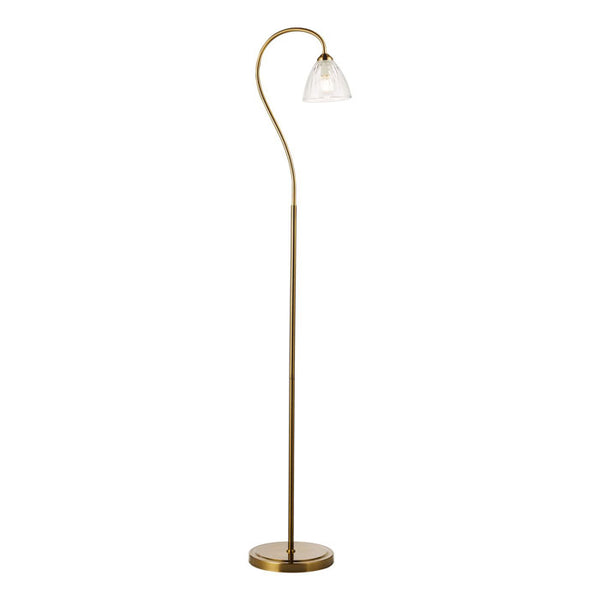 Dar Glynis Floor Lamp Antique Bronze & Ribbed Glass – GLY4963