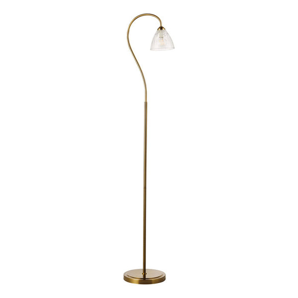 Dar Glynis Floor Lamp Antique Bronze & Ribbed Glass – GLY4963