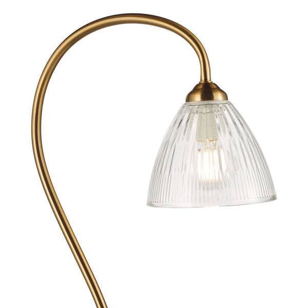 Dar Glynis Floor Lamp Antique Bronze & Ribbed Glass – GLY4963
