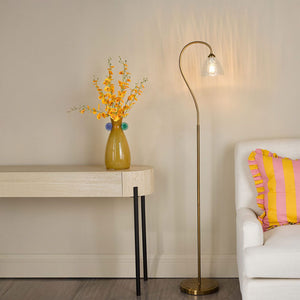 Dar Glynis Floor Lamp Antique Bronze & Ribbed Glass – GLY4963