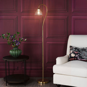 Dar Glynis Floor Lamp Antique Bronze & Ribbed Glass – GLY4963