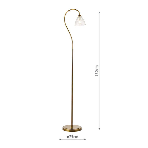 Dar Glynis Floor Lamp Antique Bronze & Ribbed Glass – GLY4963