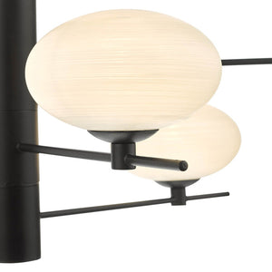 Dar Jasper 6 Light Pendant Matt Black & Opal Glass JAS0622