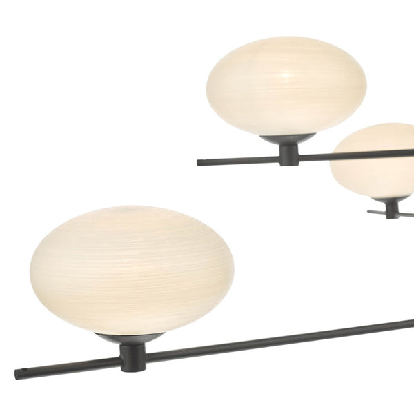Dar Jasper 6 Light Pendant Matt Black & Opal Glass JAS0622