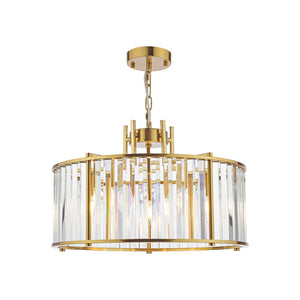 Dar Kiran 5 Light Pendant Natural Brass and Crystal KIR0535