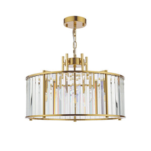 Dar Kiran 5 Light Pendant Natural Brass and Crystal KIR0535