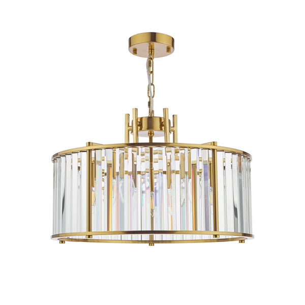 Dar Kiran 5 Light Pendant Natural Brass and Crystal KIR0535