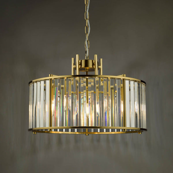 Dar Kiran 5 Light Pendant Natural Brass and Crystal KIR0535