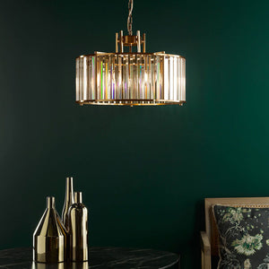 Dar Kiran 5 Light Pendant Natural Brass and Crystal KIR0535