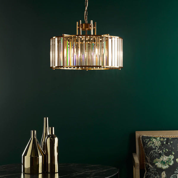 Dar Kiran 5 Light Pendant Natural Brass and Crystal KIR0535