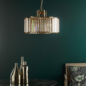 Dar Kiran 5 Light Pendant Natural Brass and Crystal KIR0535