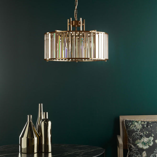 Dar Kiran 5 Light Pendant Natural Brass and Crystal KIR0535