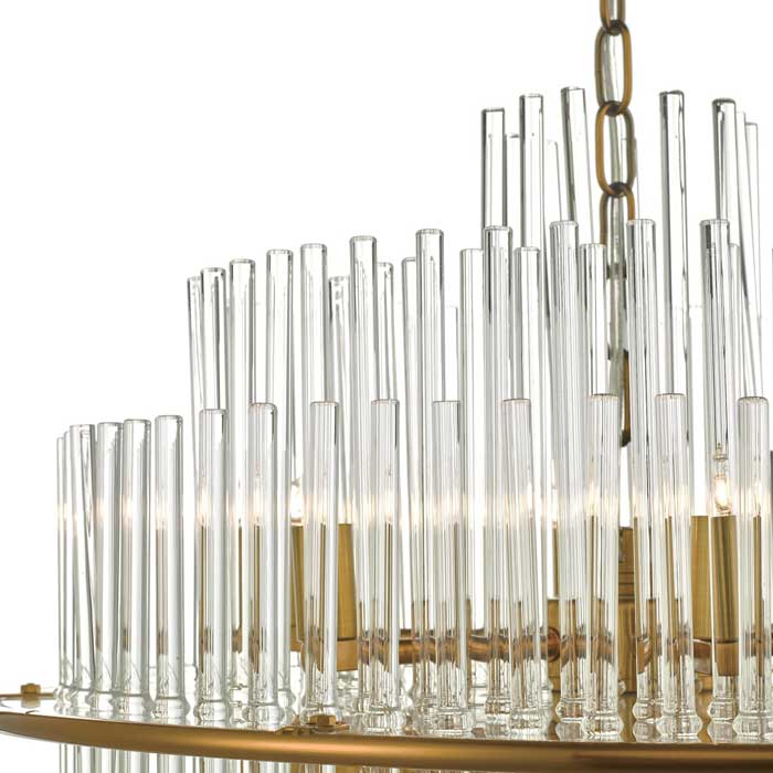 Dar Lukas 13 Light Pendant Brushed Antique Gold And Clear Glass LUK1735
