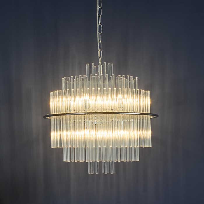 Dar Lukas 13 Light Pendant Brushed Antique Gold And Clear Glass LUK1735