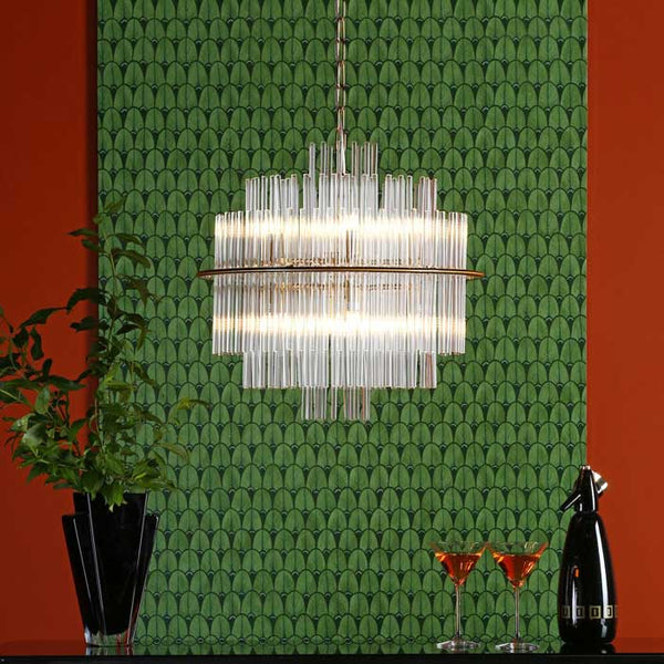 Dar Lukas 13 Light Pendant Brushed Antique Gold And Clear Glass LUK1735