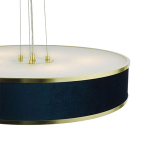Dar Lighting Alvaro 6 Light Pendant Brushed Brass with Blue Shade ALV1723