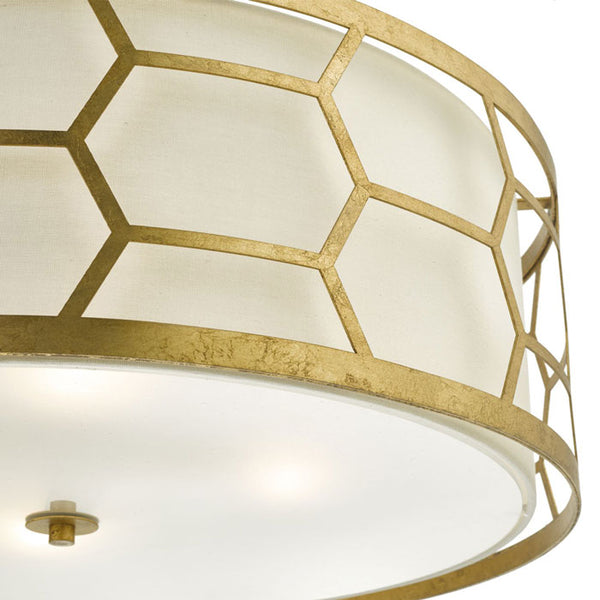 Dar Lighting Epstein 4 Light Pendant Gold With Ivory Shade & Glass Diffuser EPS0412