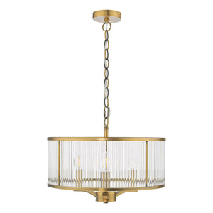 Dar Lighting Evelyn 3 Light Pendant in Antique Bronze and Glass EVE0363