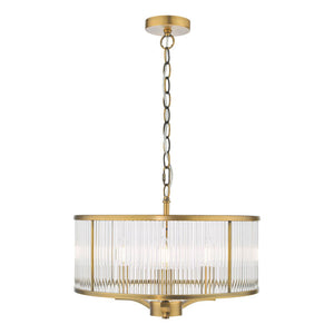 Dar Lighting Evelyn 3 Light Pendant in Antique Bronze and Glass EVE0363