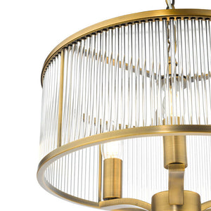 Dar Lighting Evelyn 3 Light Pendant in Antique Bronze and Glass EVE0363