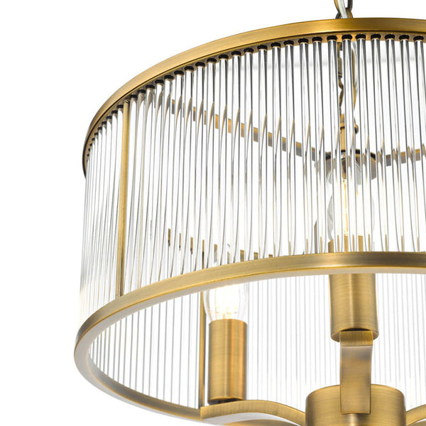 Dar Lighting Evelyn 3 Light Pendant in Antique Bronze and Glass EVE0363