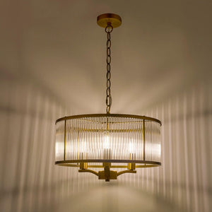 Dar Lighting Evelyn 3 Light Pendant in Antique Bronze and Glass EVE0363