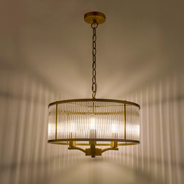 Dar Lighting Evelyn 3 Light Pendant in Antique Bronze and Glass EVE0363