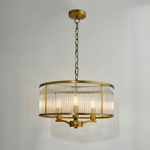Dar Lighting Evelyn 3 Light Pendant in Antique Bronze and Glass EVE0363
