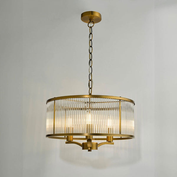 Dar Lighting Evelyn 3 Light Pendant in Antique Bronze and Glass EVE0363