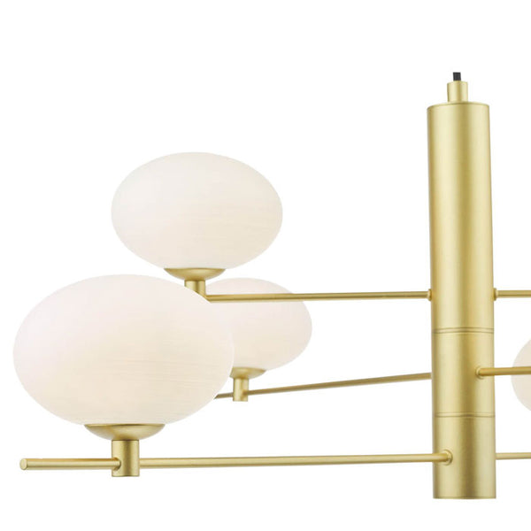 Dar Lighting Jasper 6 Light Pendant Satin Gold and Opal Glass JAS0635