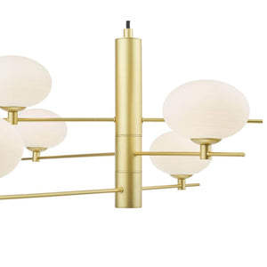 Dar Lighting Jasper 6 Light Pendant Satin Gold and Opal Glass JAS0635