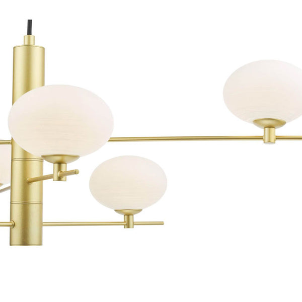 Dar Lighting Jasper 6 Light Pendant Satin Gold and Opal Glass JAS0635