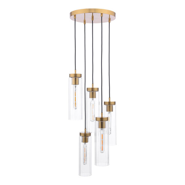 Dar Lighting Jodelle 5 Light Cluster Pendant in Polished Bronze and Glass JOD0563