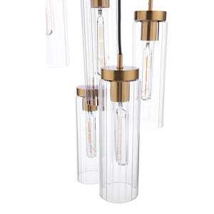 Dar Lighting Jodelle 5 Light Cluster Pendant in Polished Bronze and Glass JOD0563
