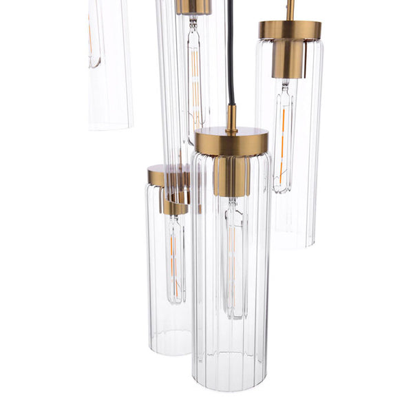 Dar Lighting Jodelle 5 Light Cluster Pendant in Polished Bronze and Glass JOD0563