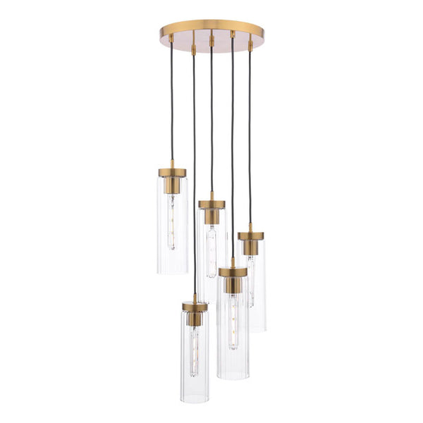 Dar Lighting Jodelle 5 Light Cluster Pendant in Polished Bronze and Glass JOD0563