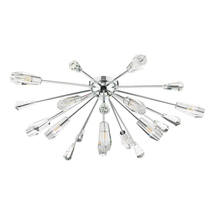 Dar Lighting Kalyssa 11 Light Flush Ceiling Light in Polished Chrome and Glass KAL4808