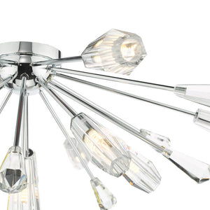 Dar Lighting Kalyssa 11 Light Flush Ceiling Light in Polished Chrome and Glass KAL4808