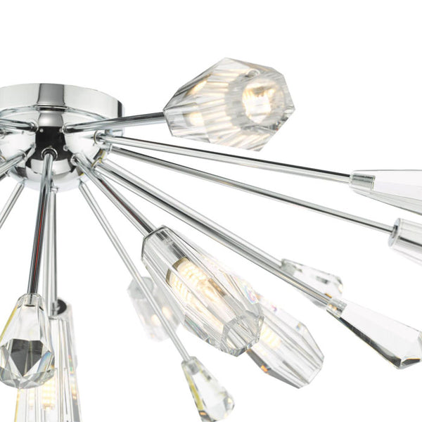 Dar Lighting Kalyssa 11 Light Flush Ceiling Light in Polished Chrome and Glass KAL4808