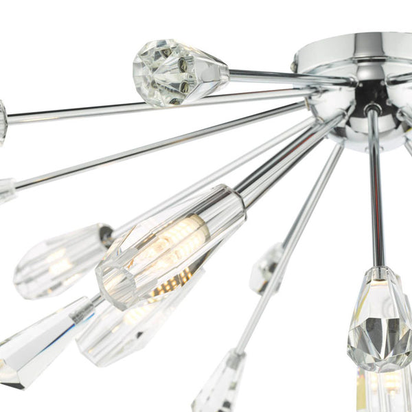Dar Lighting Kalyssa 11 Light Flush Ceiling Light in Polished Chrome and Glass KAL4808
