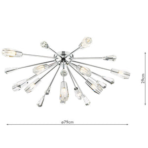 Dar Lighting Kalyssa 11 Light Flush Ceiling Light in Polished Chrome and Glass KAL4808