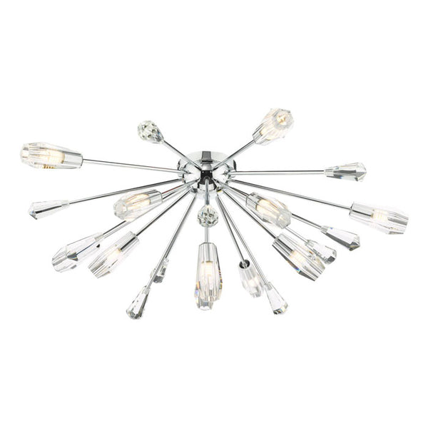 Dar Lighting Kalyssa 11 Light Flush Ceiling Light in Polished Chrome and Glass KAL4808