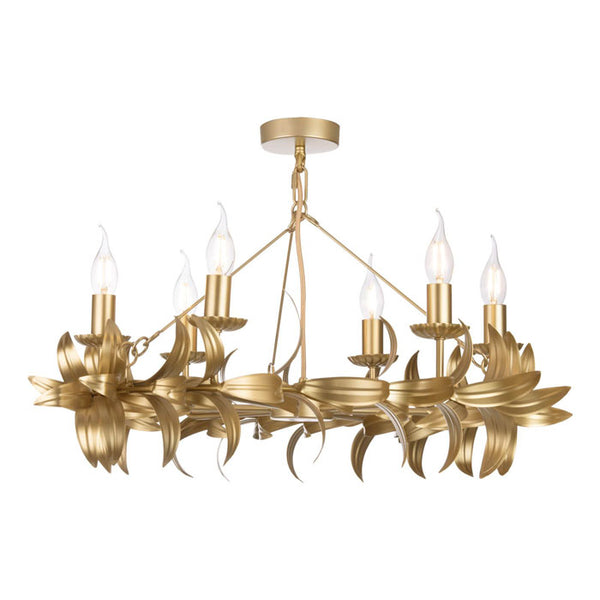 Dar Lighting Nadria 6 Light Pendant Satin Gold NAD0635